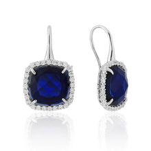Load image into Gallery viewer, Sapphire Blue Coloured Cushion Earrings