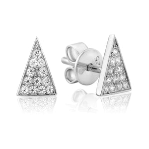 Stone-Set Petite Triangular Stud Earrings
