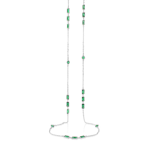 Long Emerald Coloured Drop Necklace