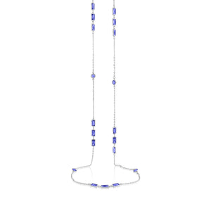 Long Sapphire Coloured Drop Necklace