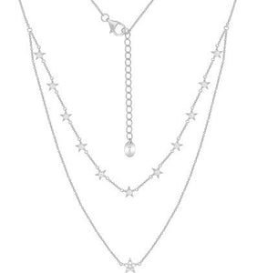 Double Layered Chain Multi Star Necklet