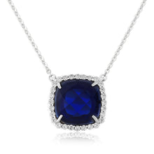 Load image into Gallery viewer, Sapphire Blue Coloured Cushion Pendant