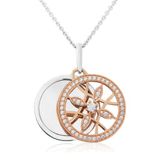 Load image into Gallery viewer, Floating Ornate Rose Gold Double Disc Long Chained Pendant