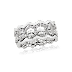 Triple Band Hexagon Style Ring