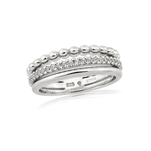 3 Tier Stone Set Band Ring