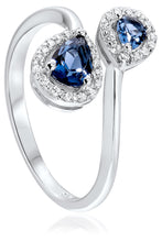 Load image into Gallery viewer, Double Sapphire Blue Coloured Open Ring