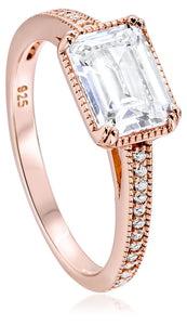 Rose Gold Toned Square Solitaire Ring